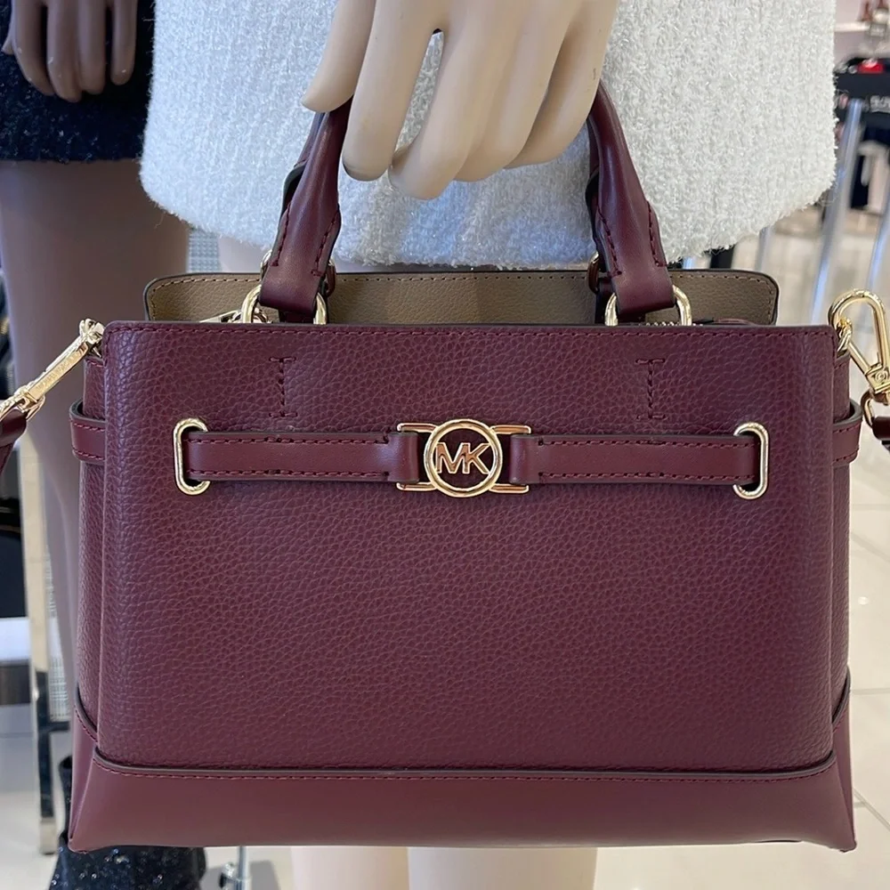 Michael Kors Reed Small Satchel Crossbody Center Zip Bag Color: OXBLOOD  NWT